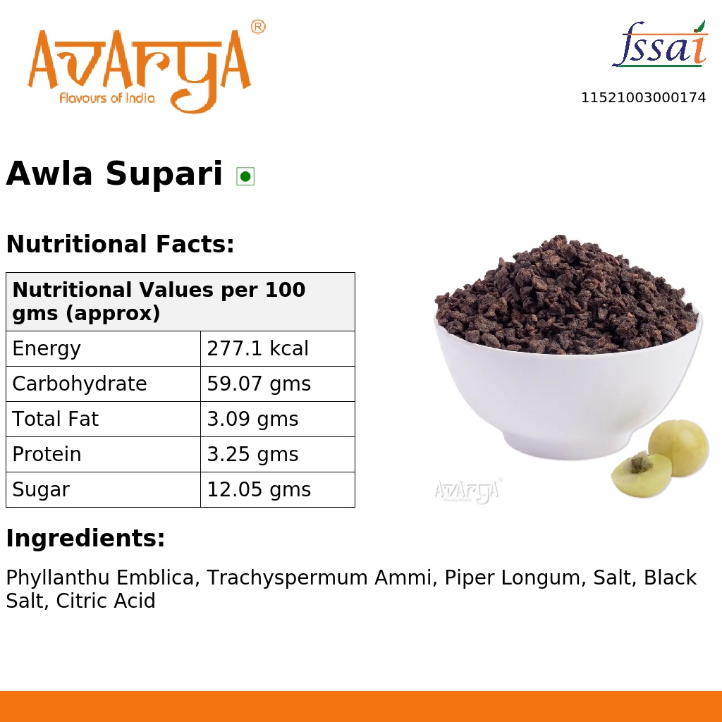 Ingredients And Nutrition Facts Of Awla Supari
