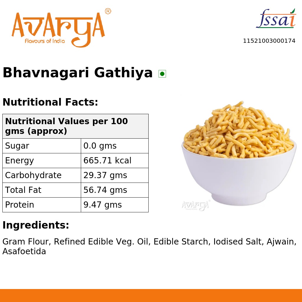 Ingredients And Nutrition Facts Of Bhavnagari Gathiya