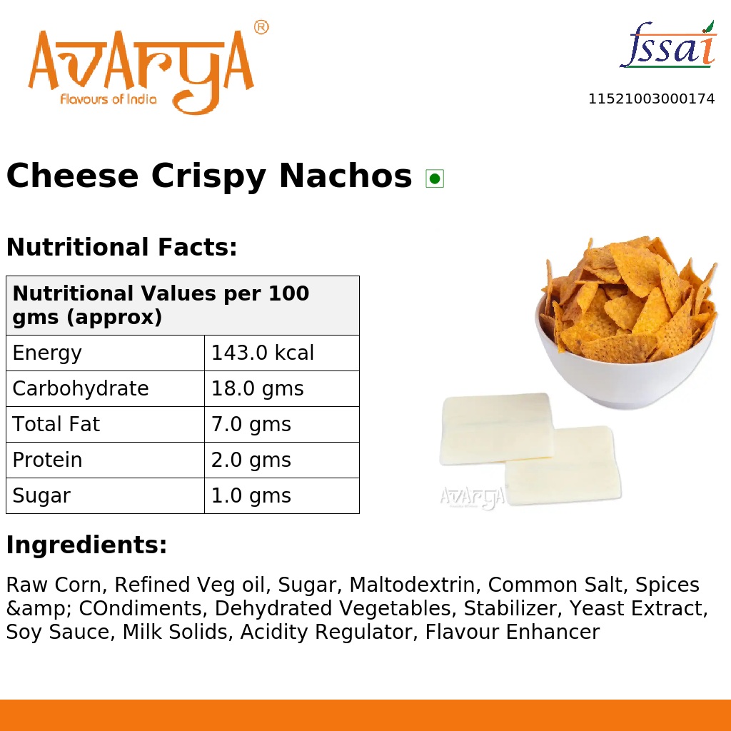 Ingredients And Nutrition Facts Of Cheese Crispy Nachos