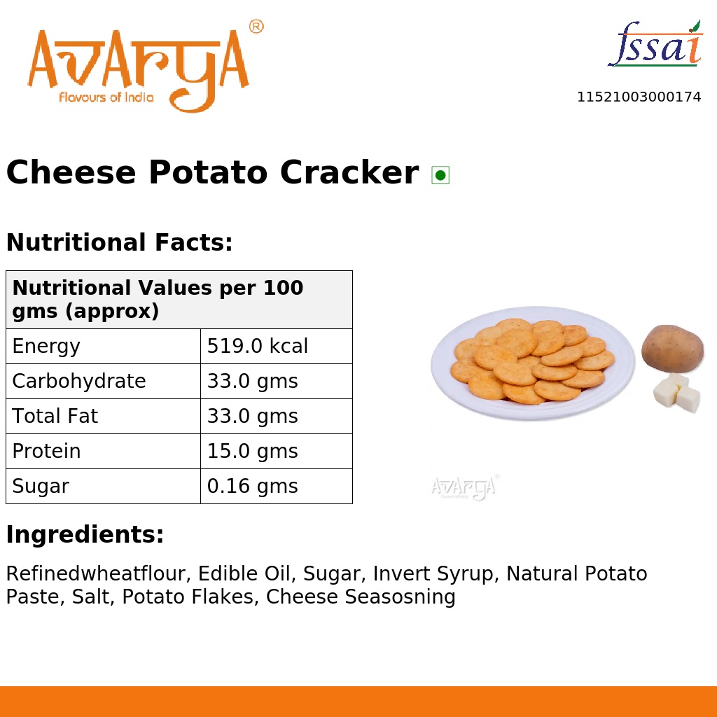Ingredients And Nutrition Facts Of Cheese Potato Cracker