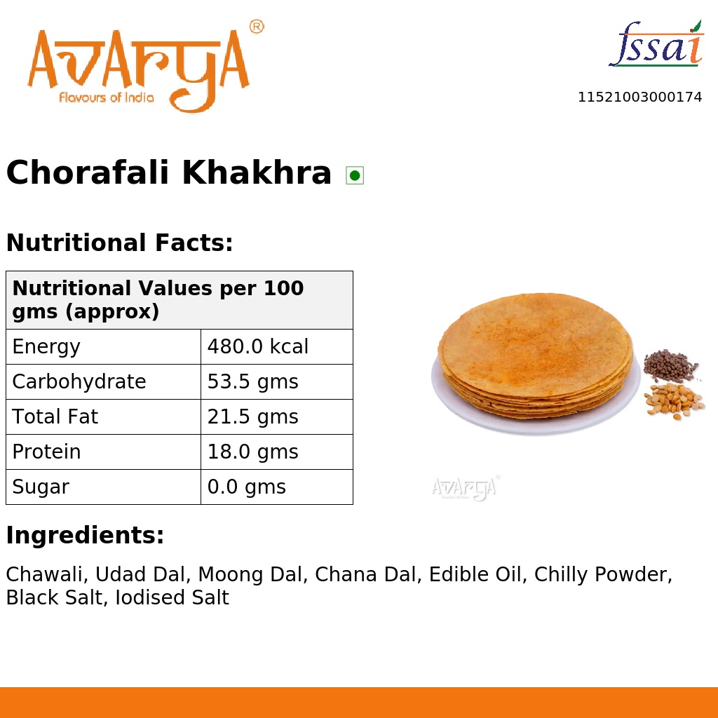 Ingredients And Nutrition Facts Of Chorafali Khakhra
