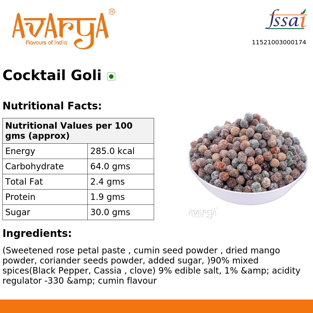 Ingredients And Nutrition Facts Of Cocktail Goli