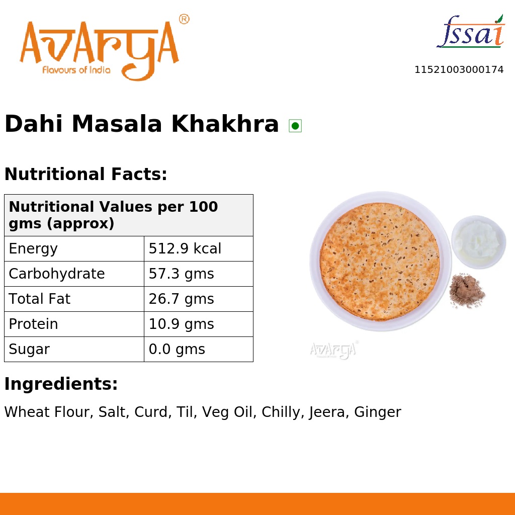 Ingredients And Nutrition Facts Of Dahi Masala Khakhra