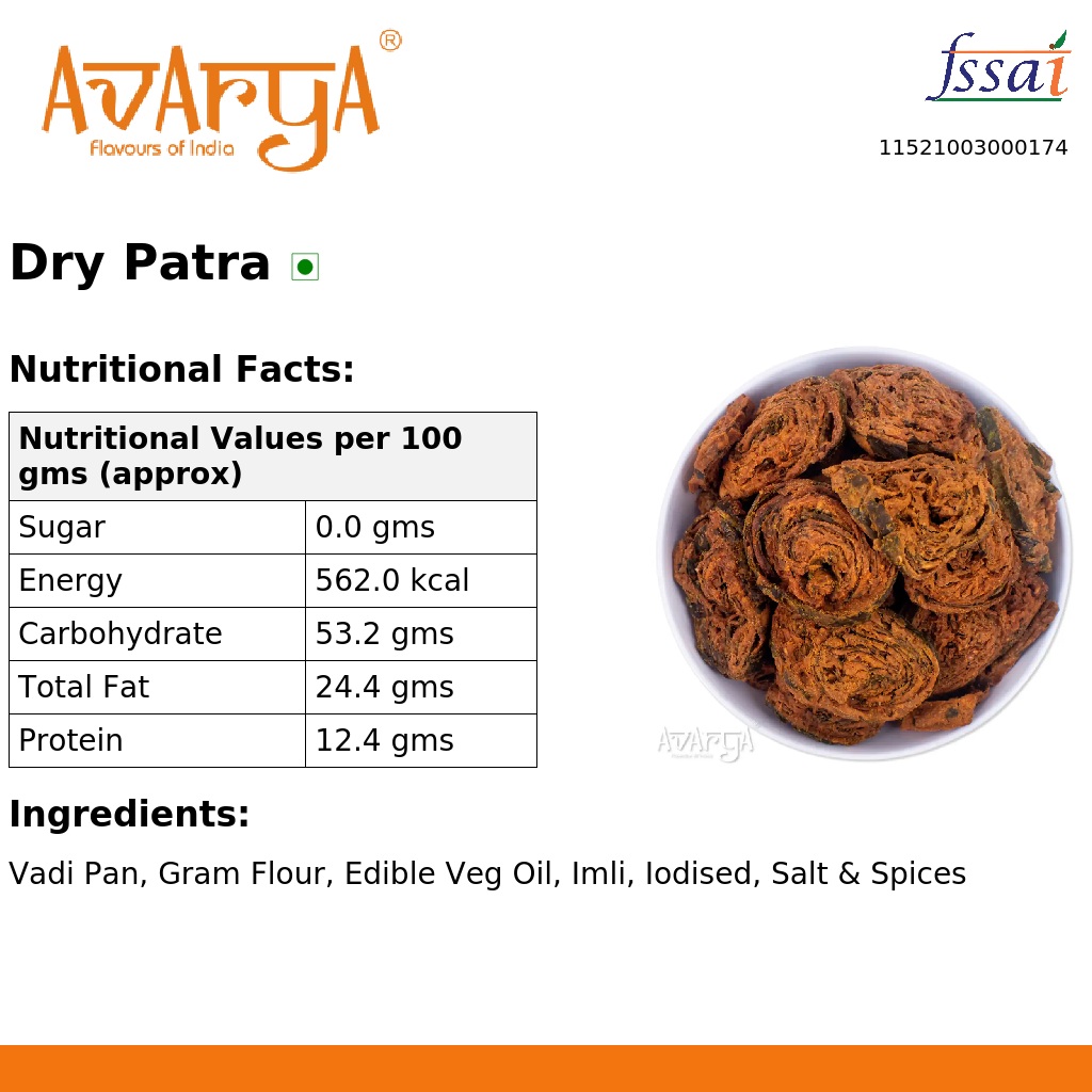 Ingredients And Nutrition Facts Of Dry Patra