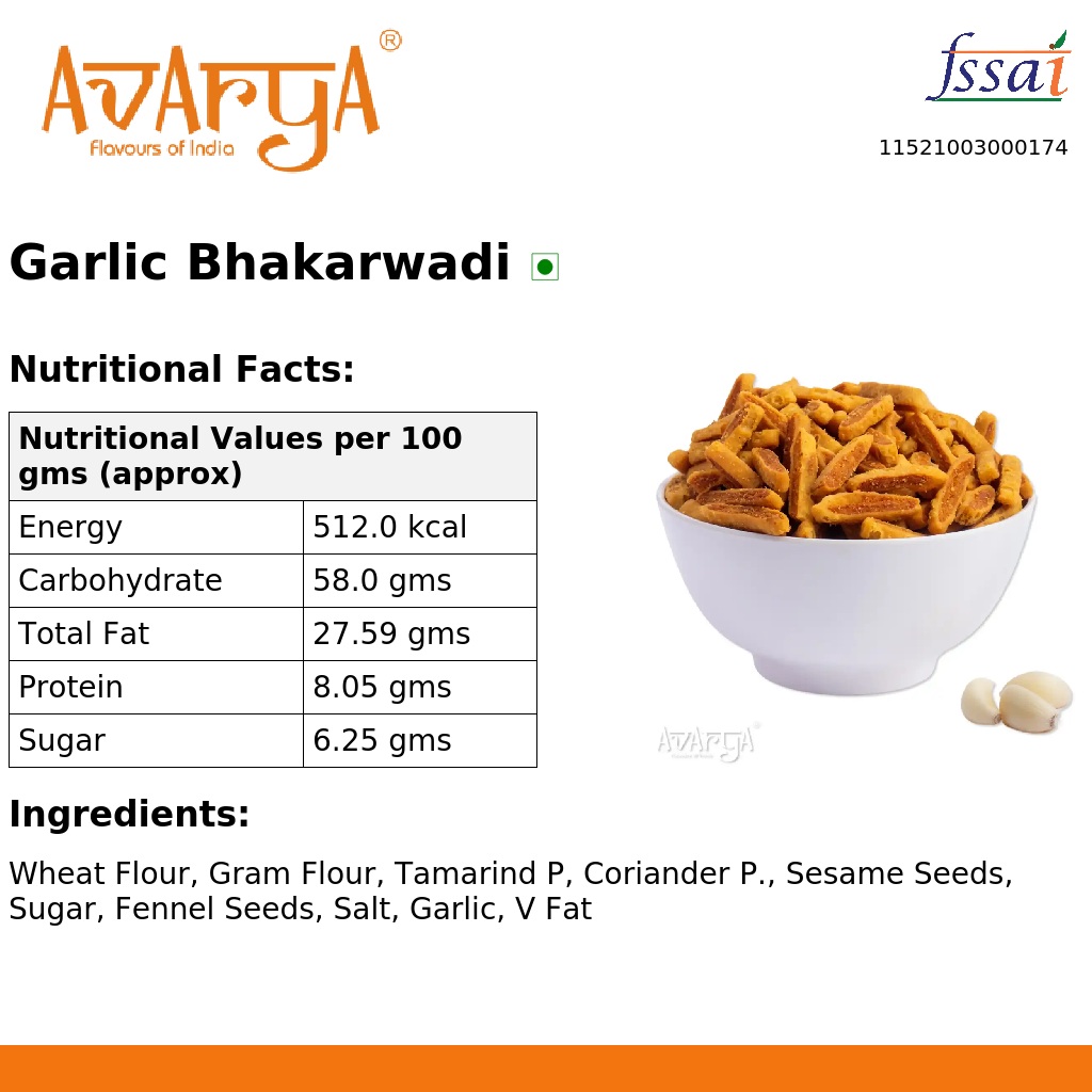 Ingredients And Nutrition Facts Of Garlic Bhakarwadi