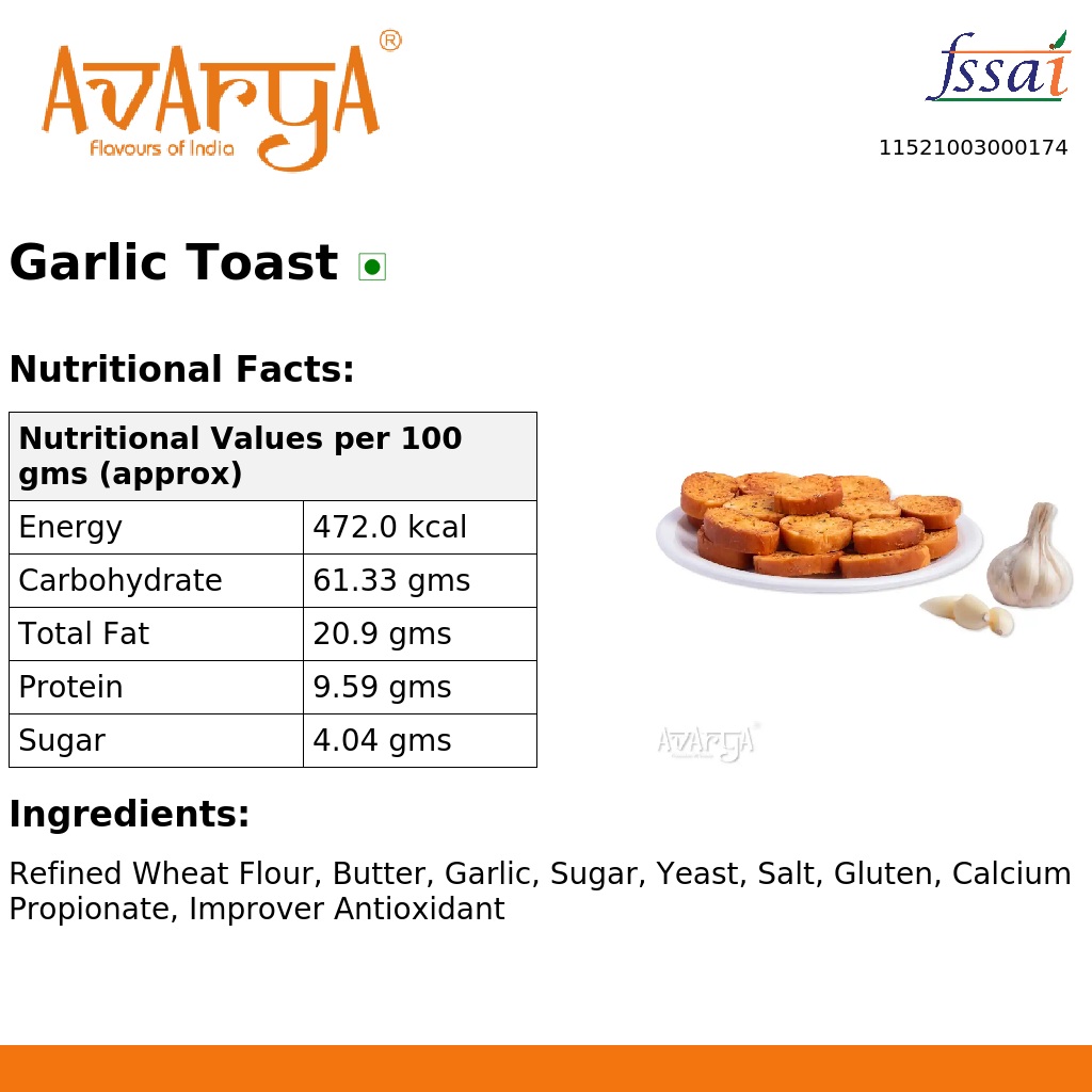 Ingredients And Nutrition Facts Of Garlic Toast