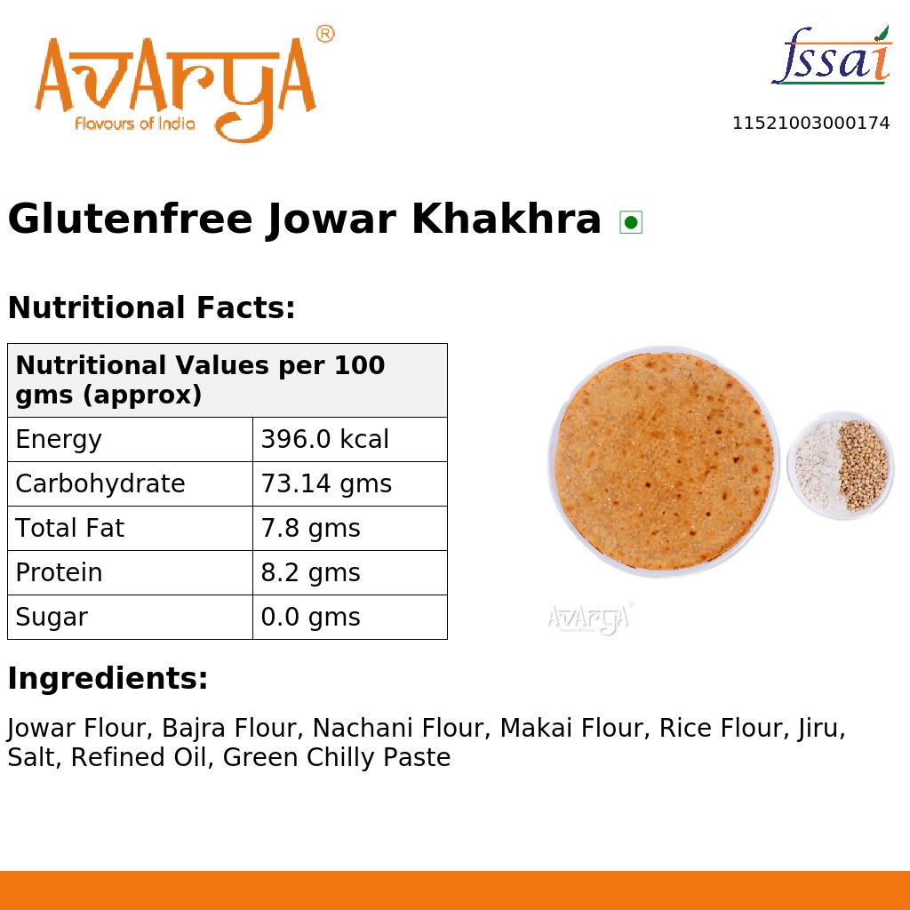 Ingredients And Nutrition Facts Of Glutenfree Jowar Khakhra