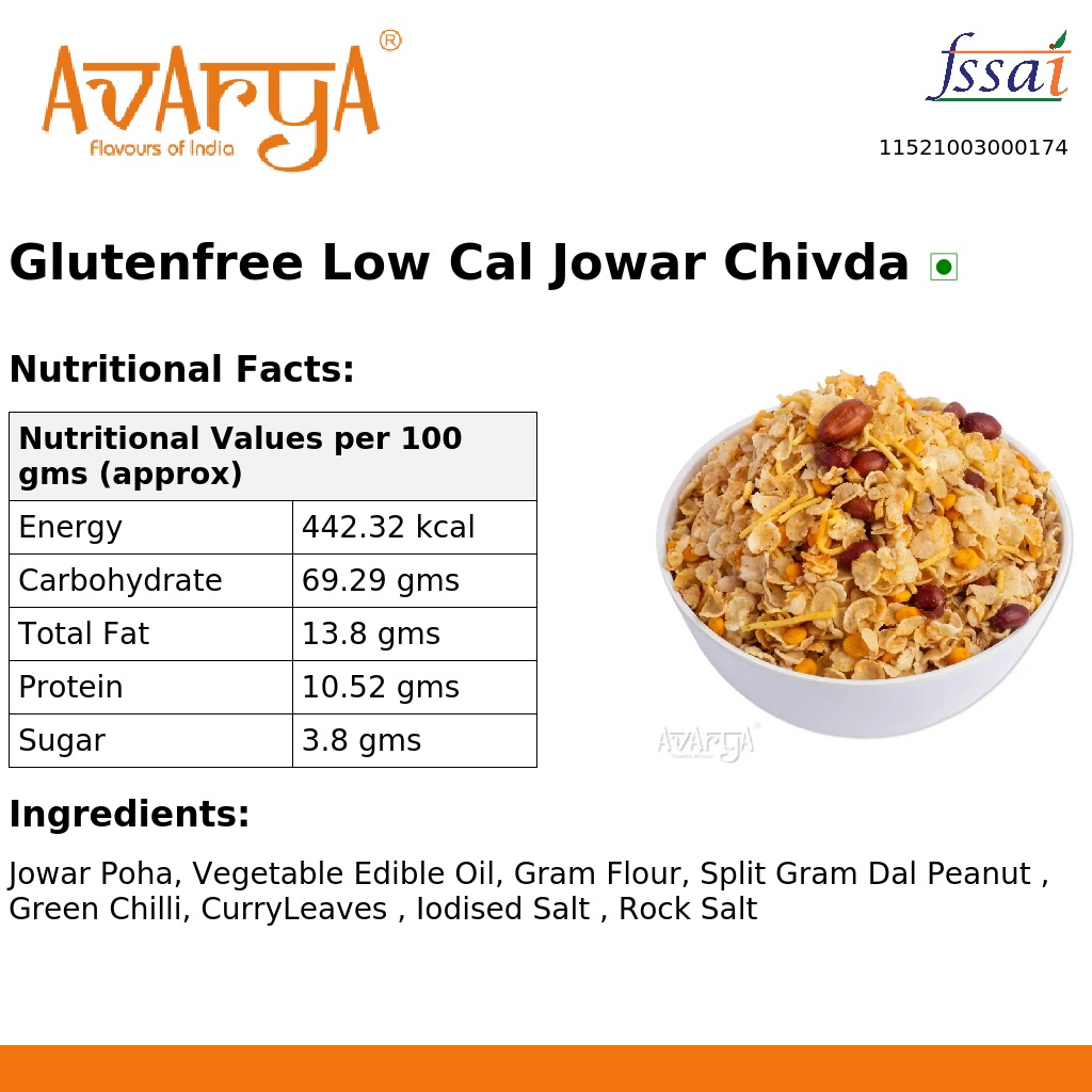 Ingredients And Nutrition Facts Of Glutenfree Low Cal Jowar Chivda