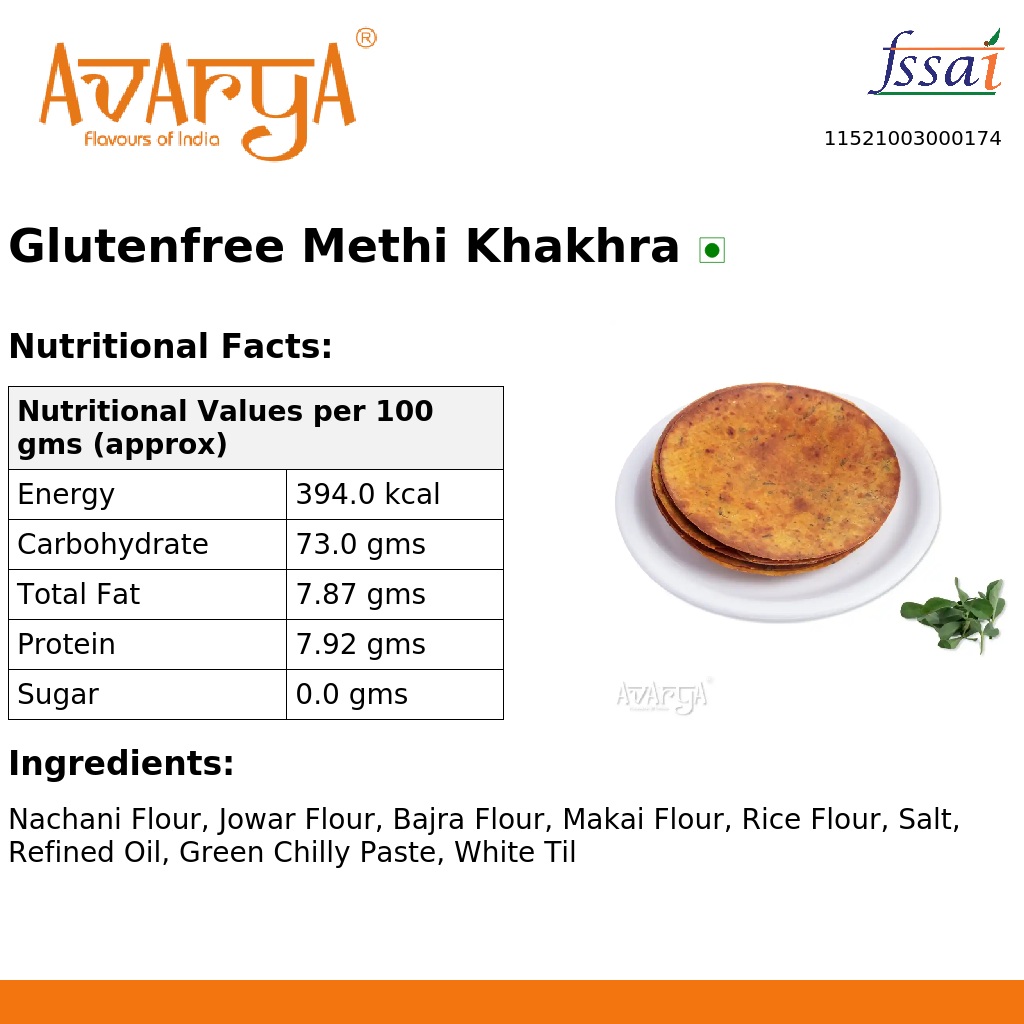 Ingredients And Nutrition Facts Of Glutenfree Methi Khakhra