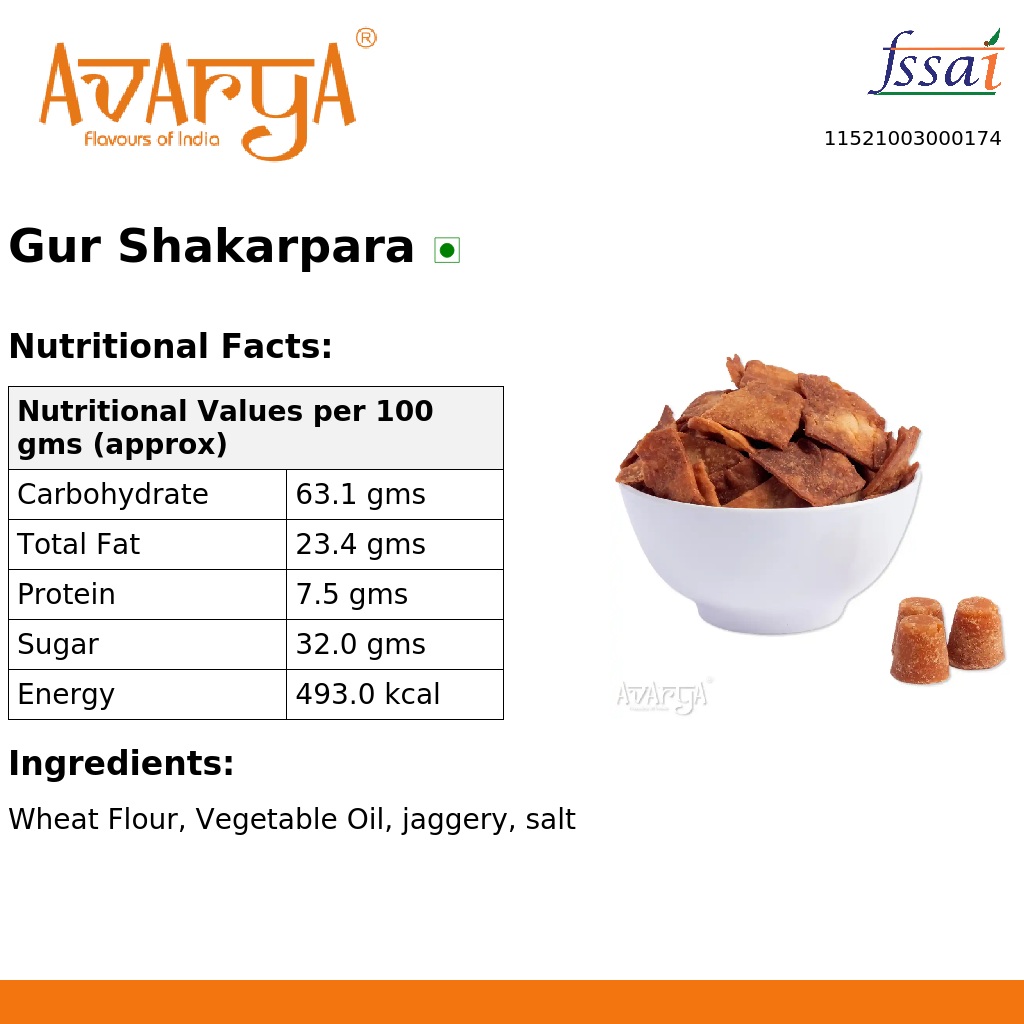 Ingredients And Nutrition Facts Of Gur Shakarpara