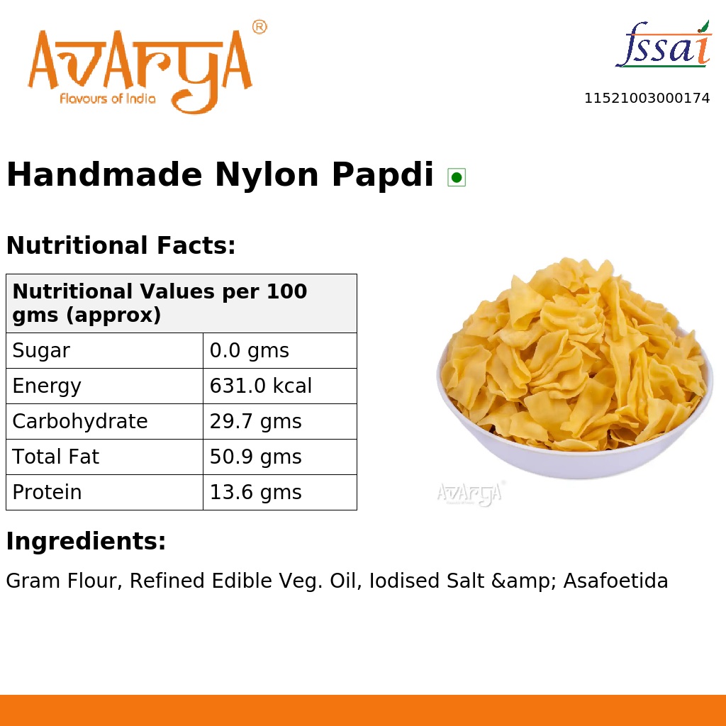 Ingredients And Nutrition Facts Of Handmade Nylon Papdi
