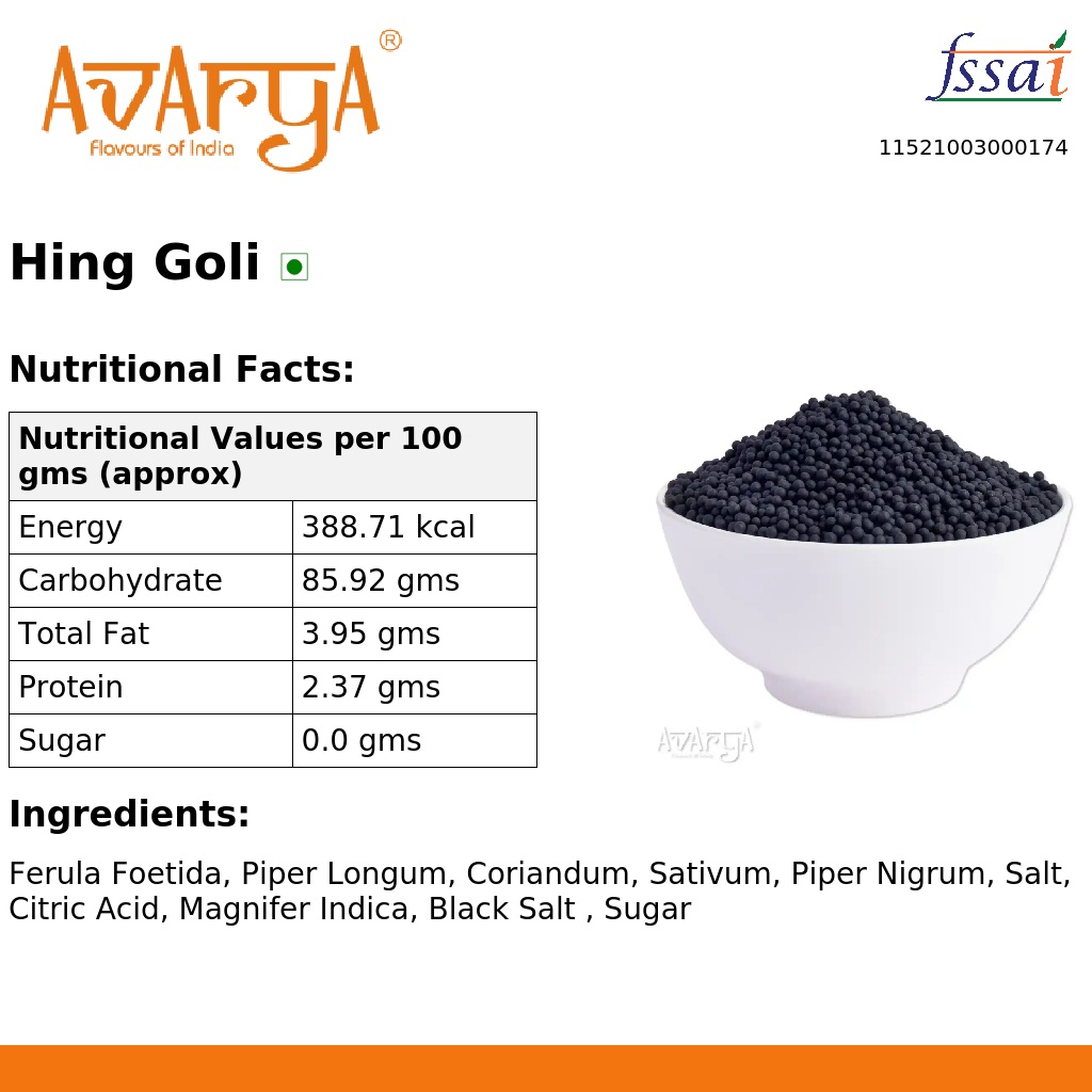 Ingredients And Nutrition Facts Of Hing Goli