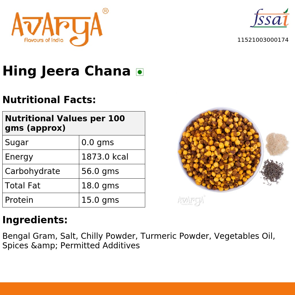 Ingredients And Nutrition Facts Of Hing Jeera Chana
