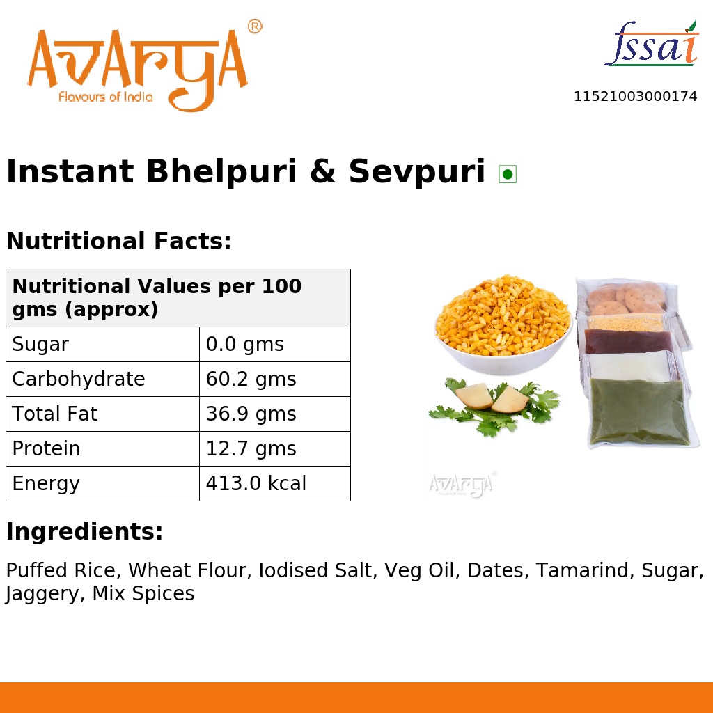 Ingredients And Nutrition Facts Of Instant Bhelpuri Sevpuri