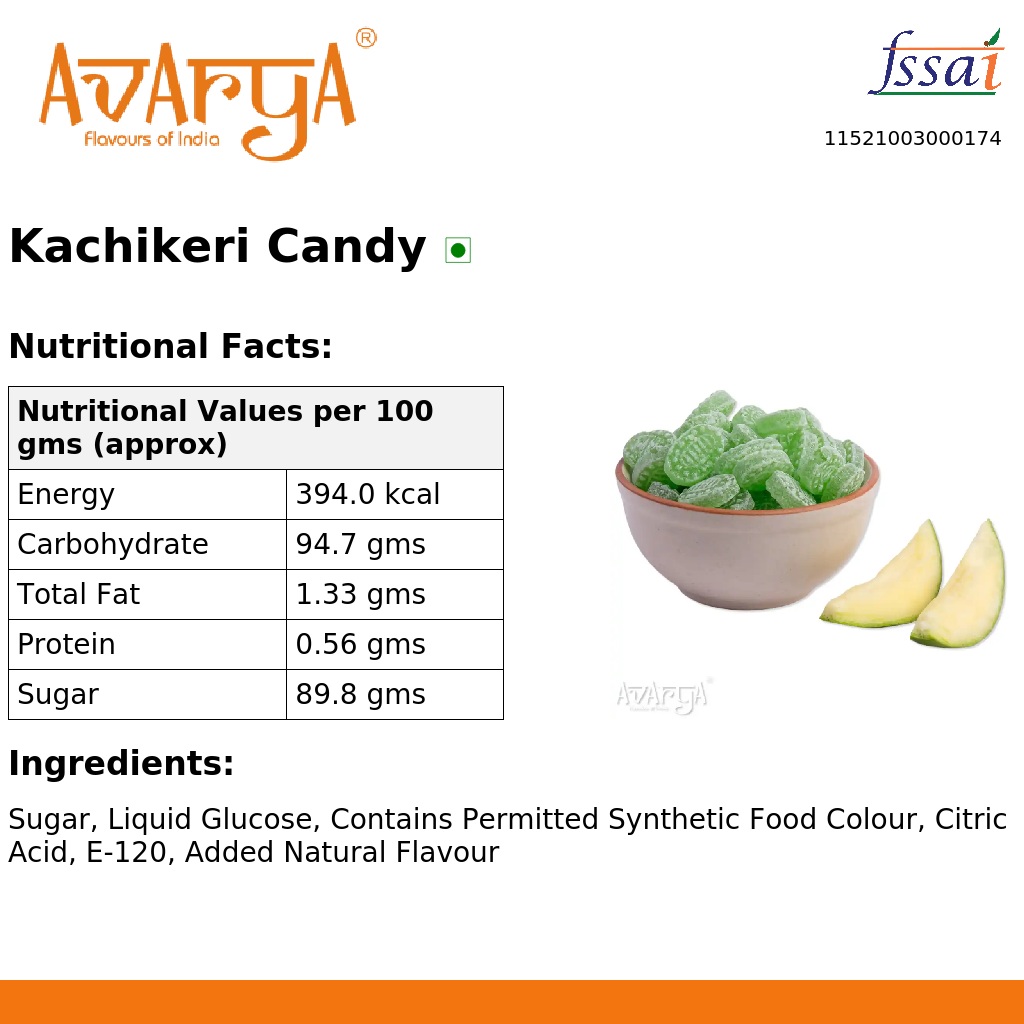 Ingredients And Nutrition Facts Of Kachikeri Candy