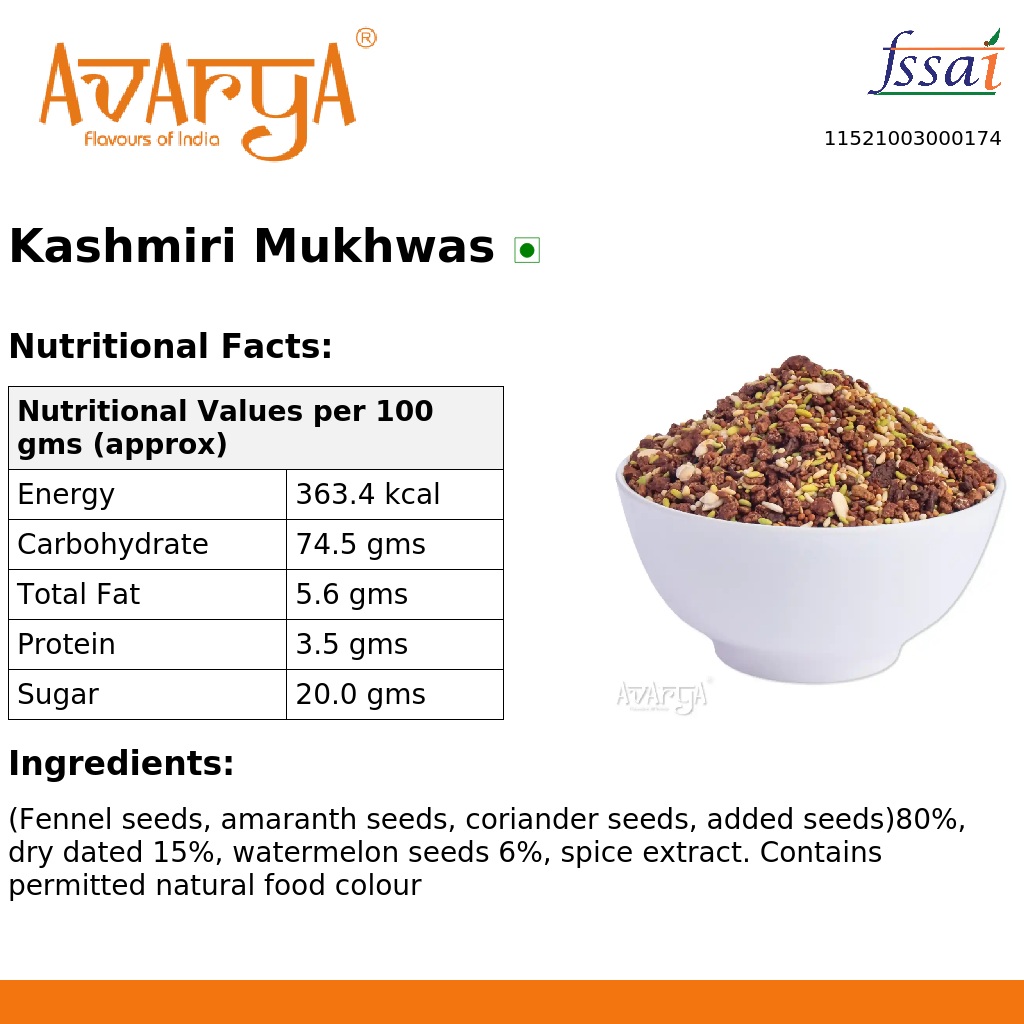Ingredients And Nutrition Facts Of Kashmiri Mukhwas
