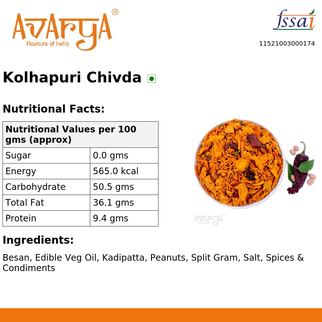 Ingredients And Nutrition Facts Of Kolhapuri Chivda