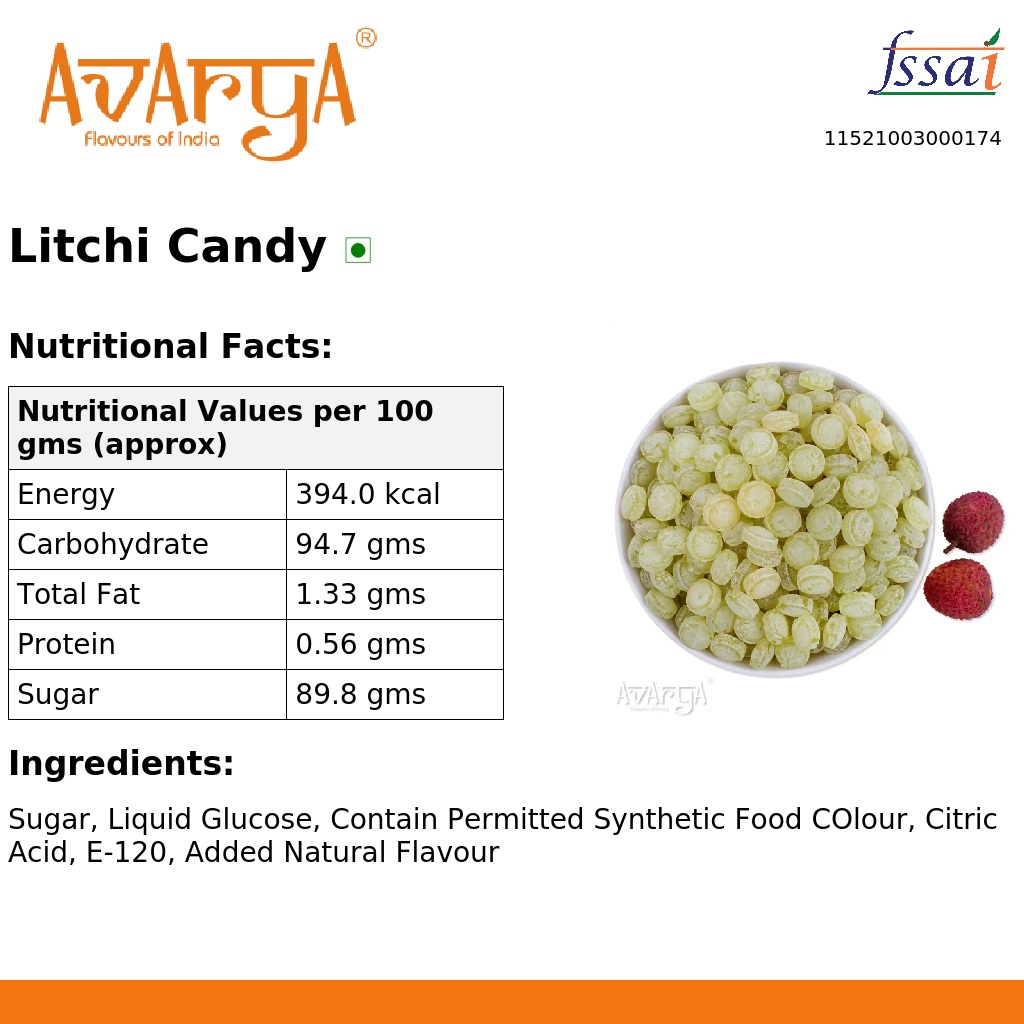 Ingredients And Nutrition Facts Of Litchi Candy