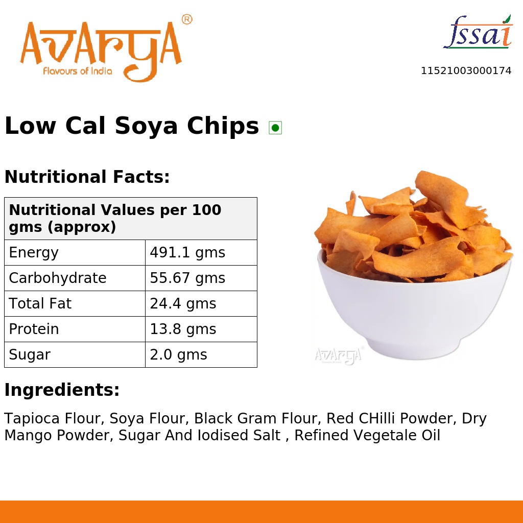 Ingredients And Nutrition Facts Of Low Cal Soya Chips