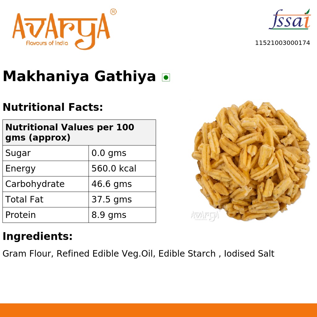 Ingredients And Nutrition Facts Of Makhaniya Gathiya