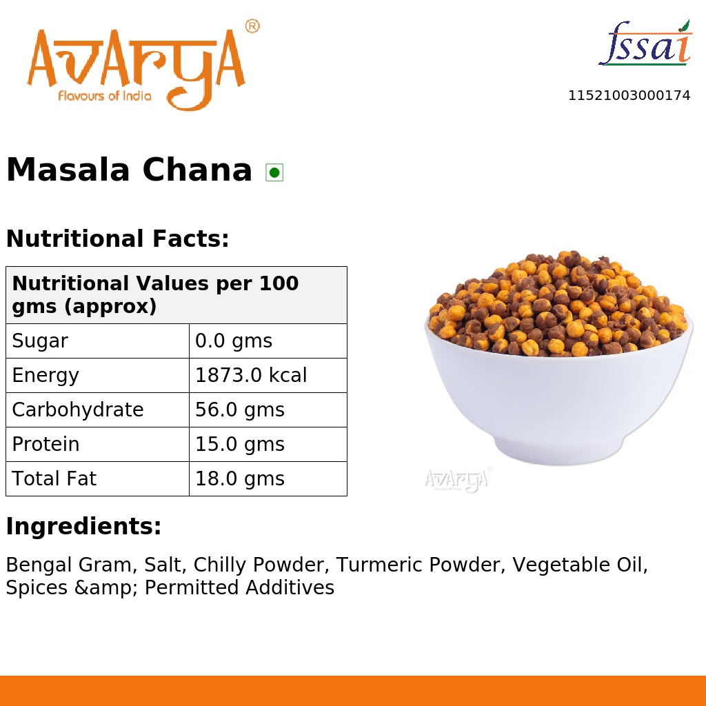 Ingredients And Nutrition Facts Of Masala Chana