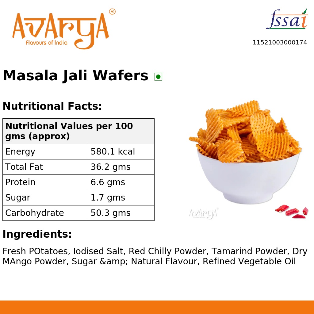 Ingredients And Nutrition Facts Of Masala Jali Wafers