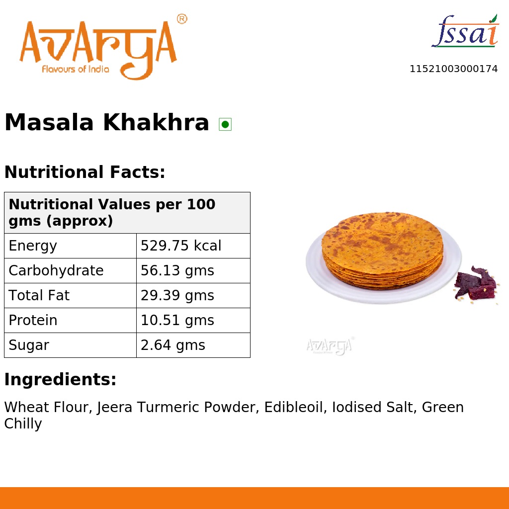 Ingredients And Nutrition Facts Of Masala Khakhra