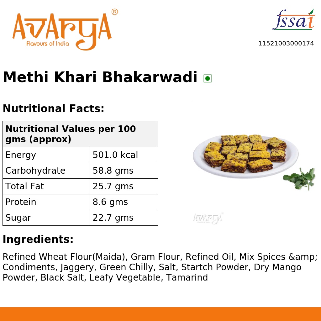 Ingredients And Nutrition Facts Of Methi Khari Bhakarwadi