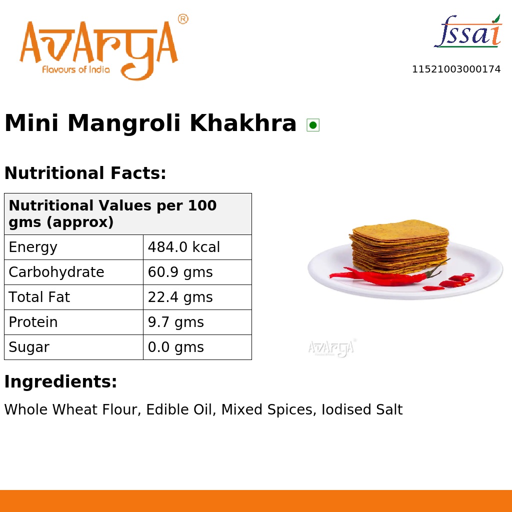 Ingredients And Nutrition Facts Of Mini Mangroli Khakhra