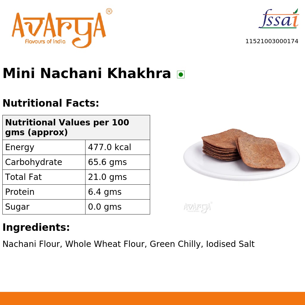 Ingredients And Nutrition Facts Of Mini Nachani Khakhra