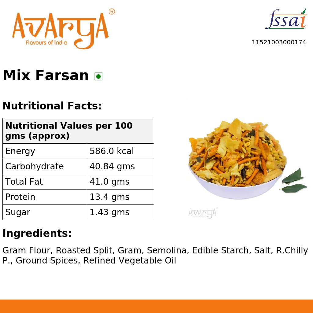 Ingredients And Nutrition Facts Of Mix Farsan