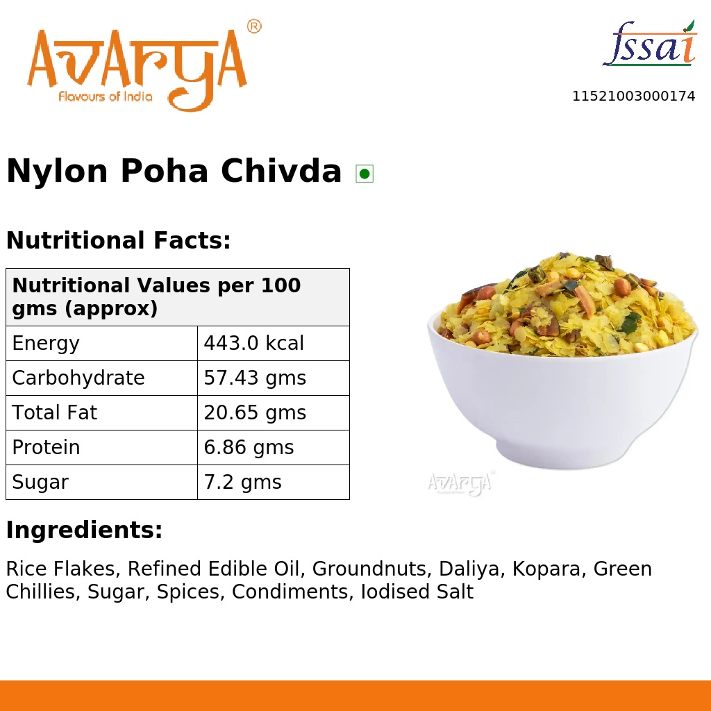 Ingredients And Nutrition Facts Of Nylon Poha Chivda