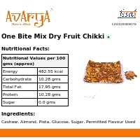 Ingredients And Nutrition Facts Of One Bite Mix Dry Fruit Chikki Chikki