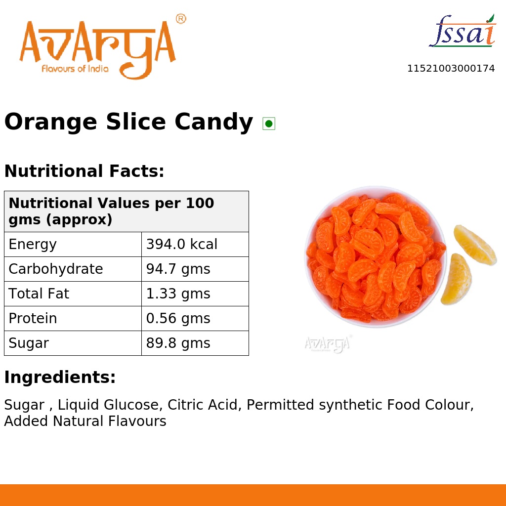 Ingredients And Nutrition Facts Of Orange Slice Candy