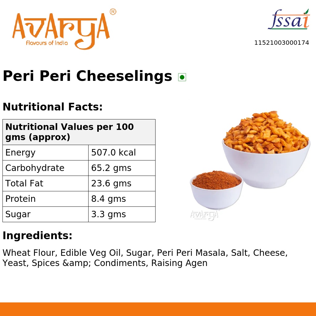 Ingredients And Nutrition Facts Of Peri Peri Cheeselings