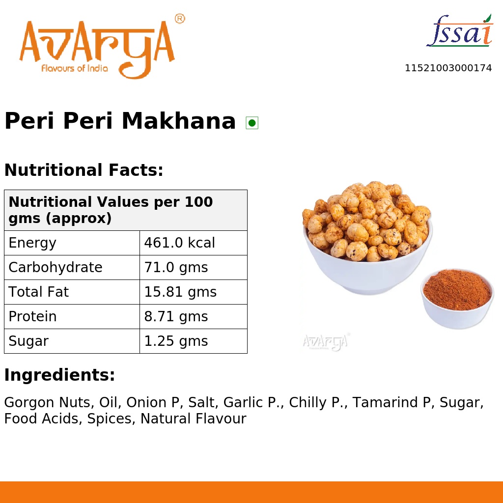 Ingredients And Nutrition Facts Of Peri Peri Makhana