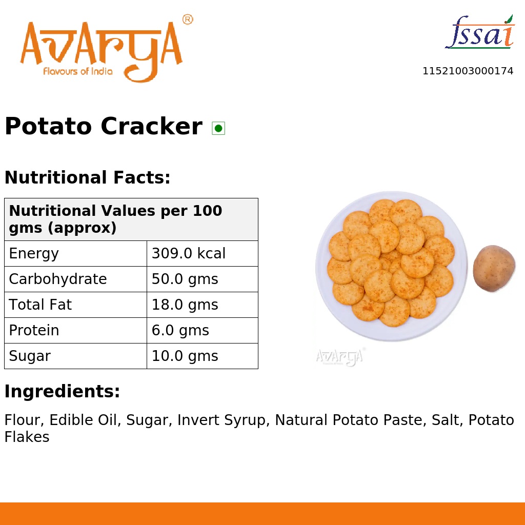 Ingredients And Nutrition Facts Of Potato Cracker