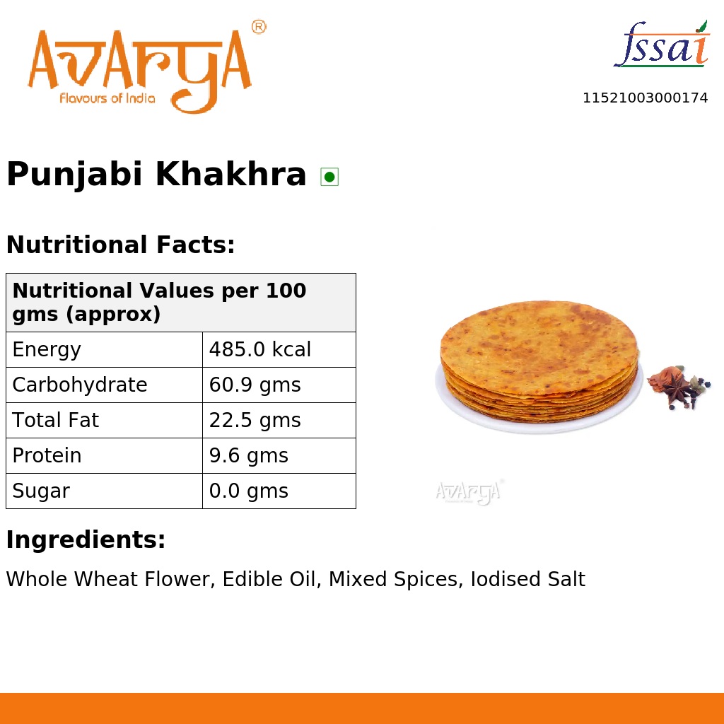 Ingredients And Nutrition Facts Of Punjabi Khakhra