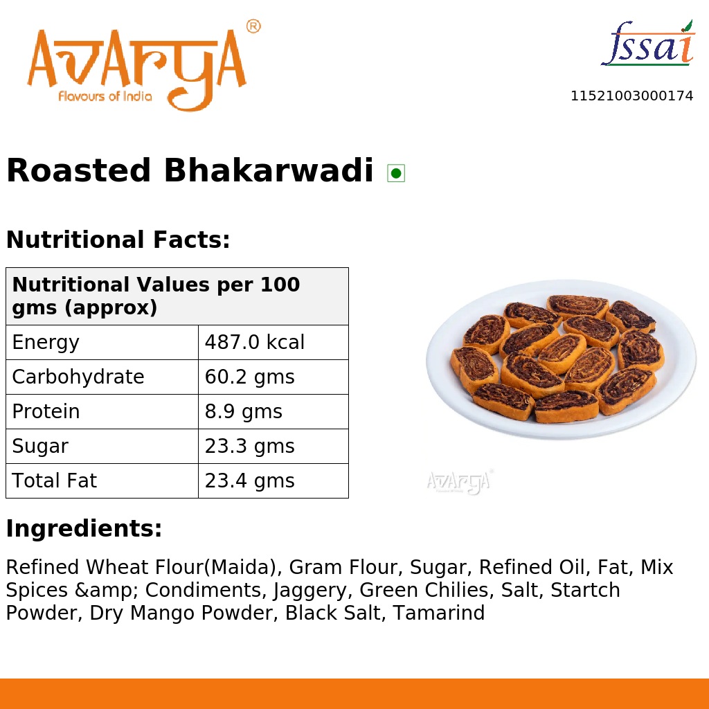 Ingredients And Nutrition Facts Of Roasted Bhakarwadi