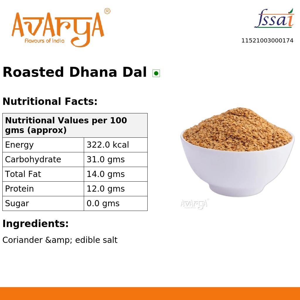 Ingredients And Nutrition Facts Of Roasted Dhana Dal