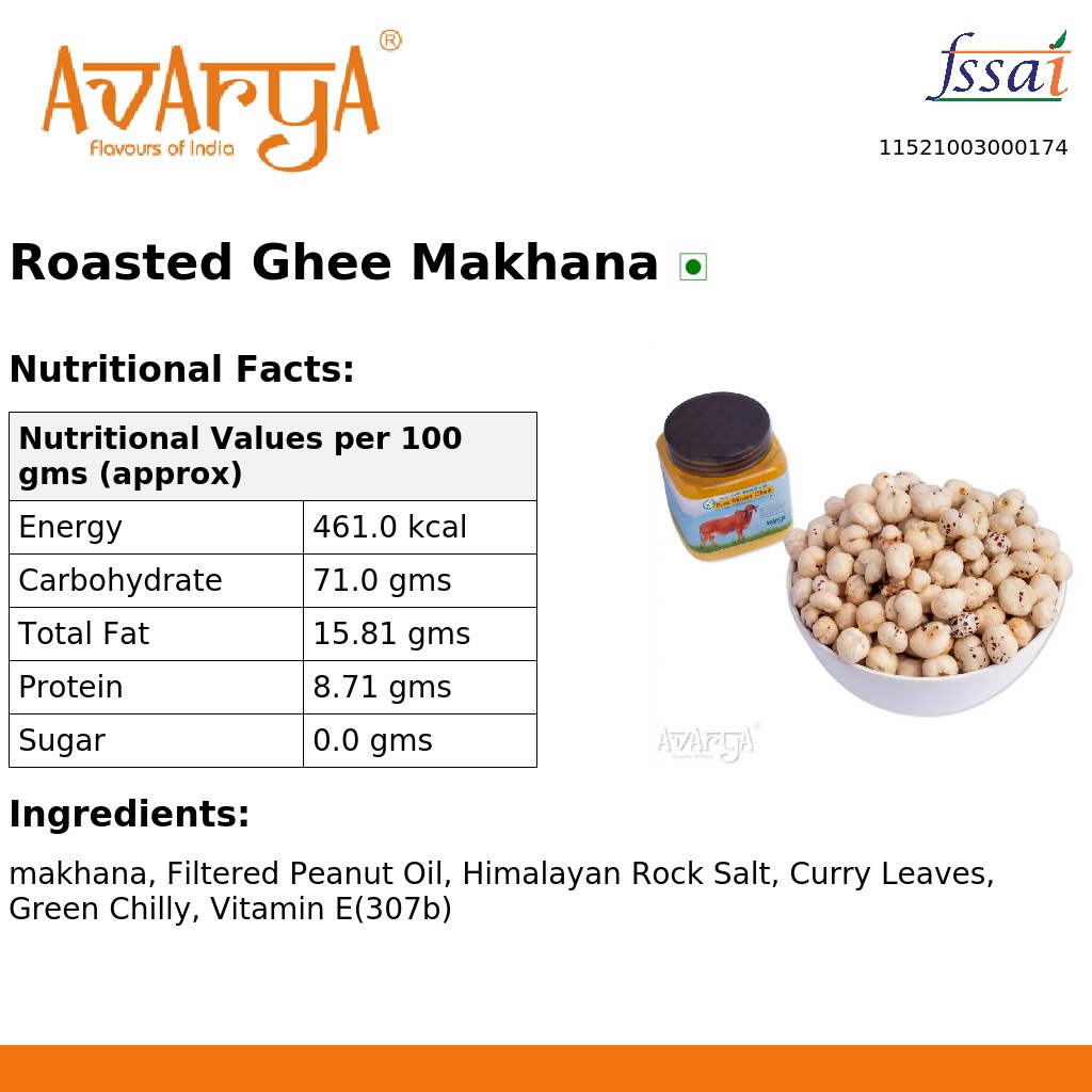 Ingredients And Nutrition Facts Of Roasted Ghee Makhana