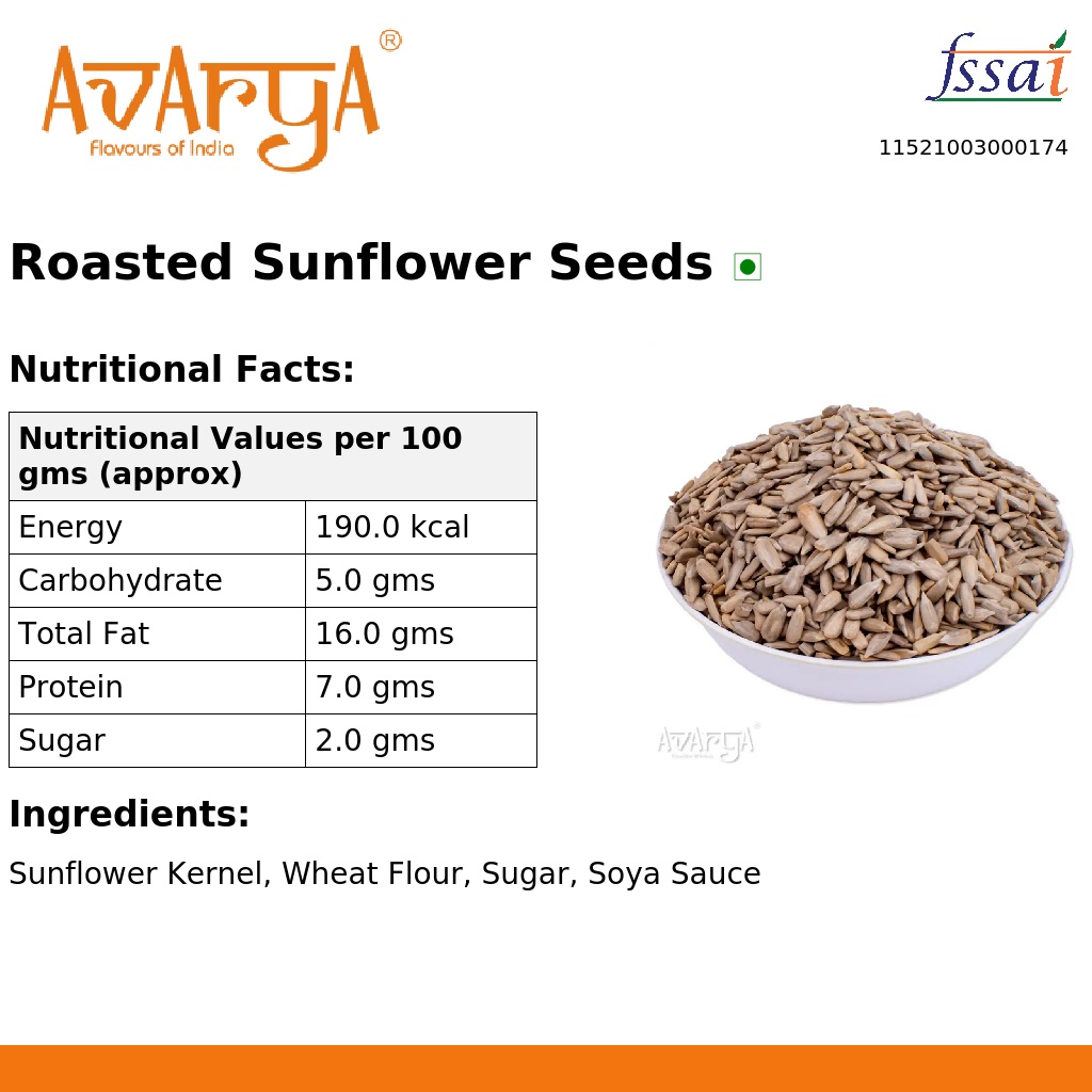 Ingredients And Nutrition Facts Of Roasted Sunflower Seeds