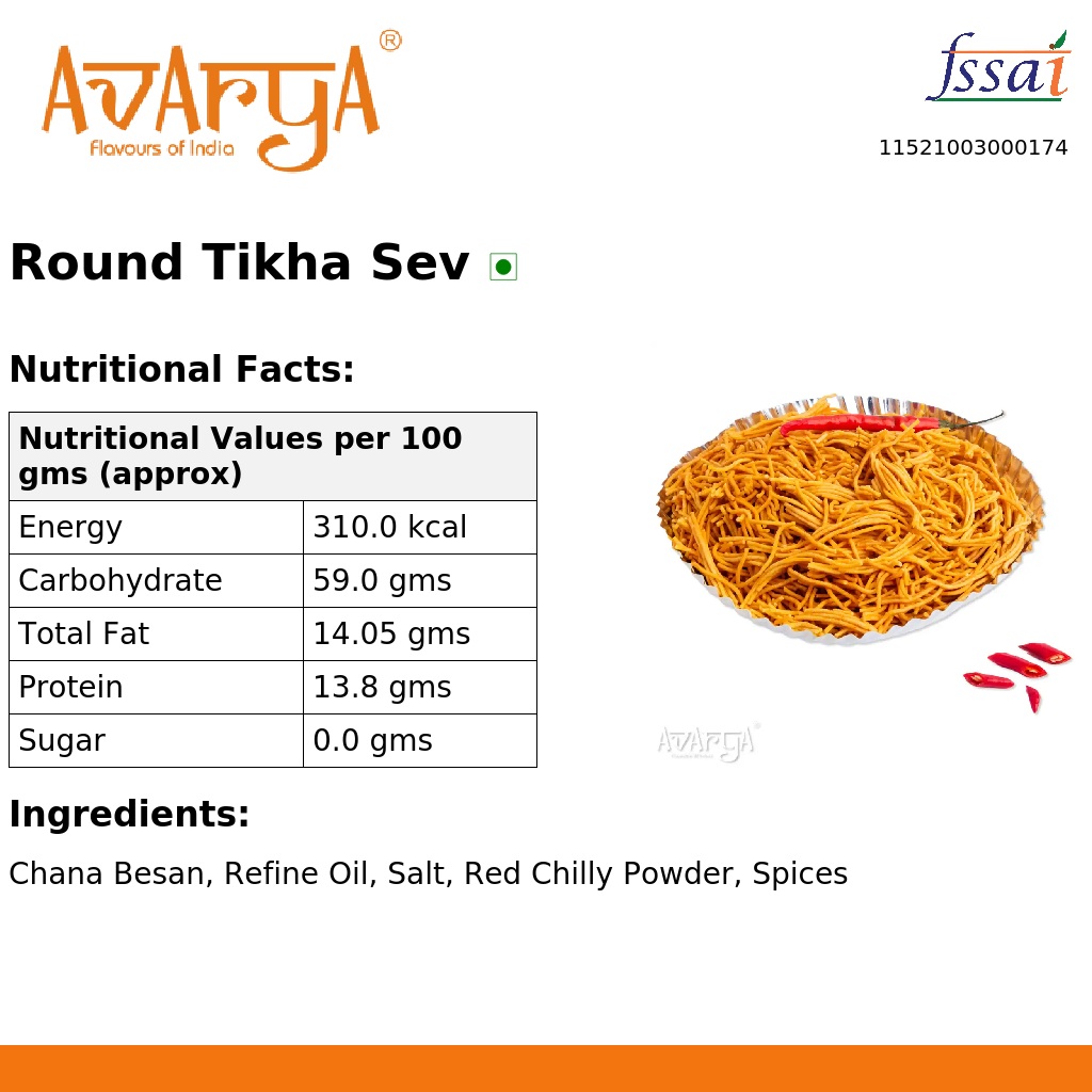 Ingredients And Nutrition Facts Of Round Tikha Sev