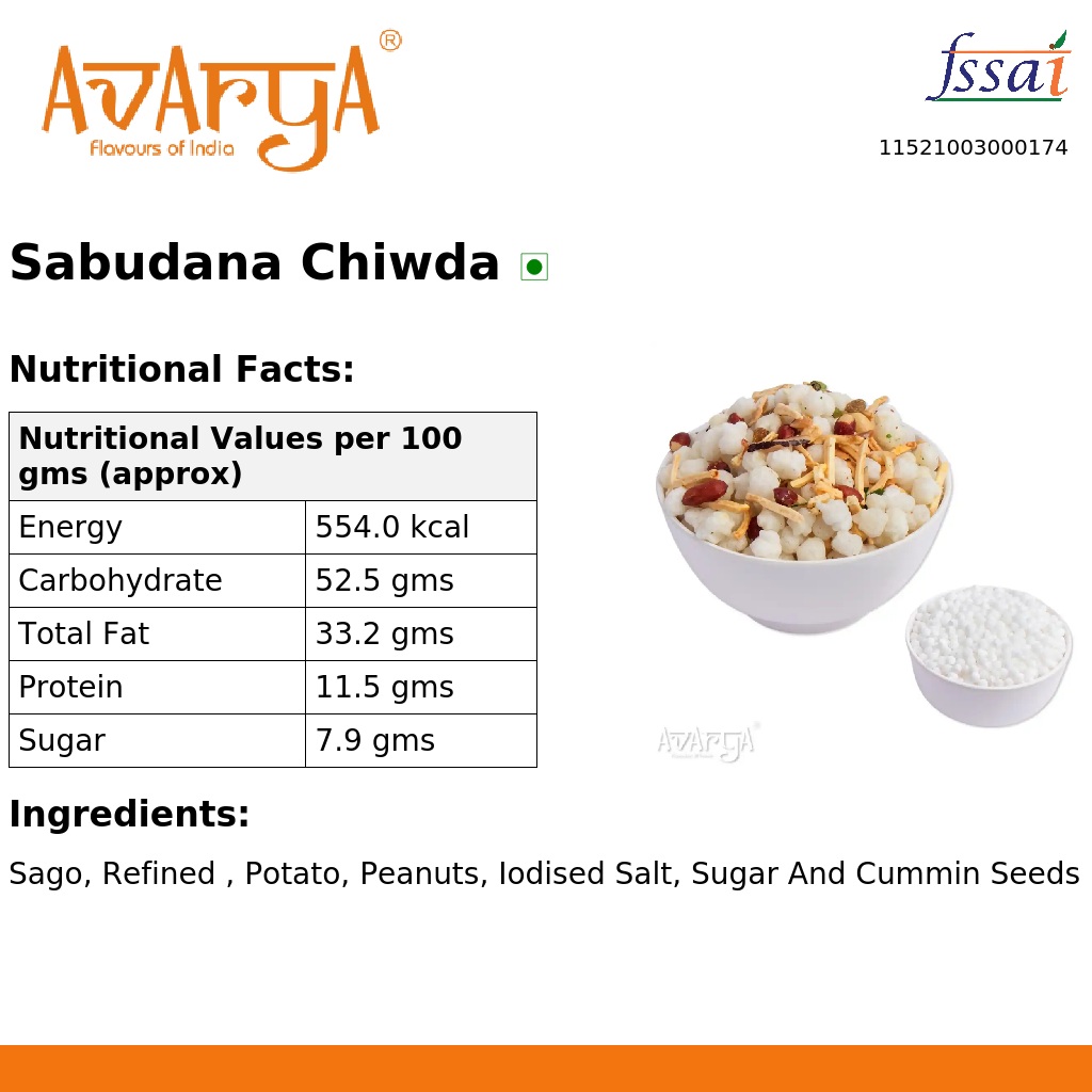 Ingredients And Nutrition Facts Of Sabudana Chiwda