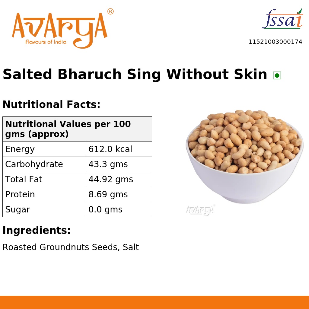 Ingredients And Nutrition Facts Of Salted Bharuch Sing Without Skin