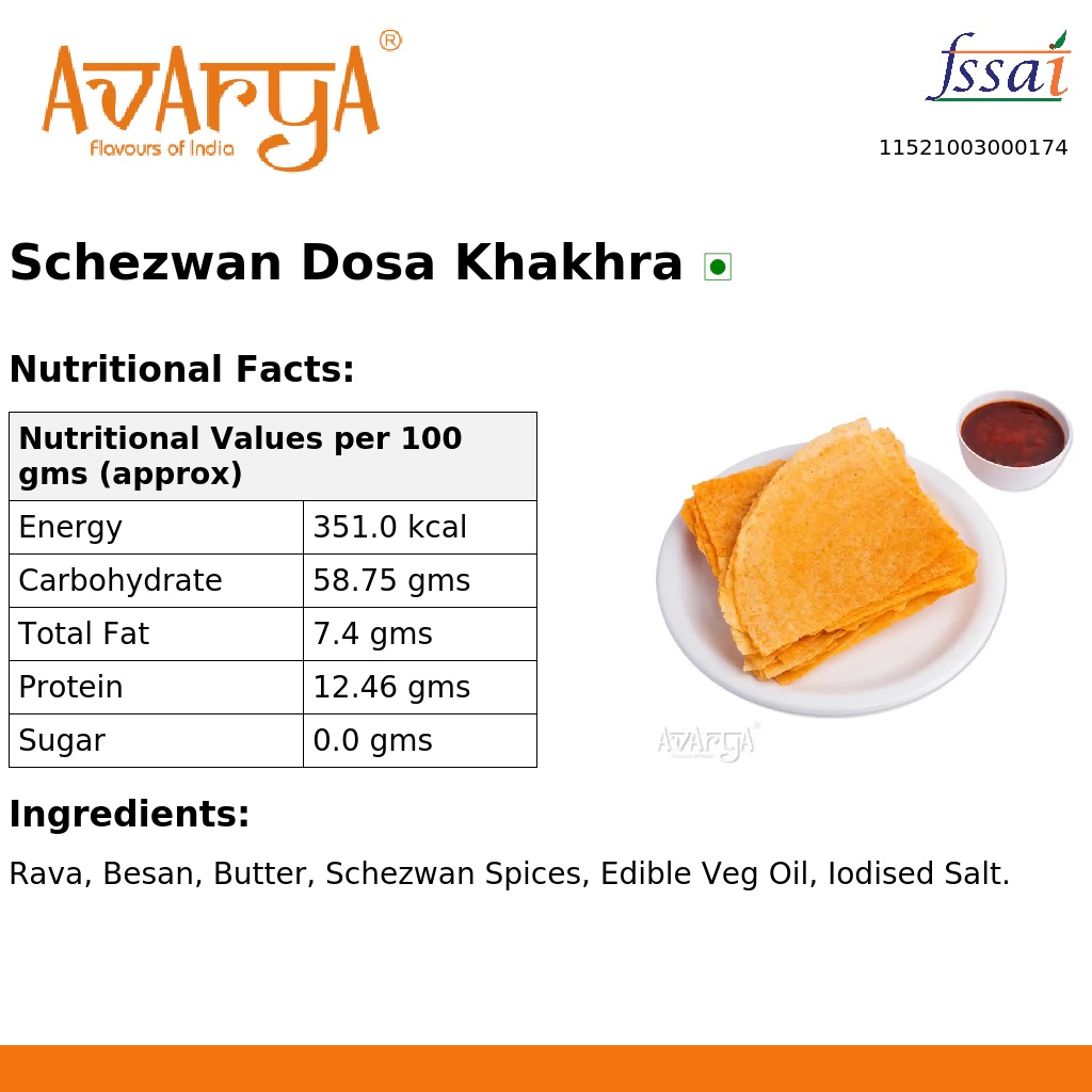 Ingredients And Nutrition Facts Of Schezwan Dosa Khakhra