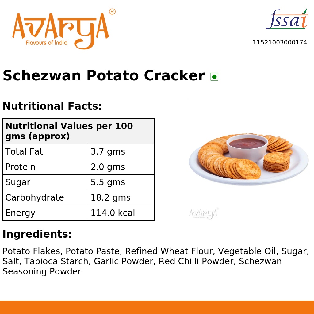 Ingredients And Nutrition Facts Of Schezwan Potato Cracker