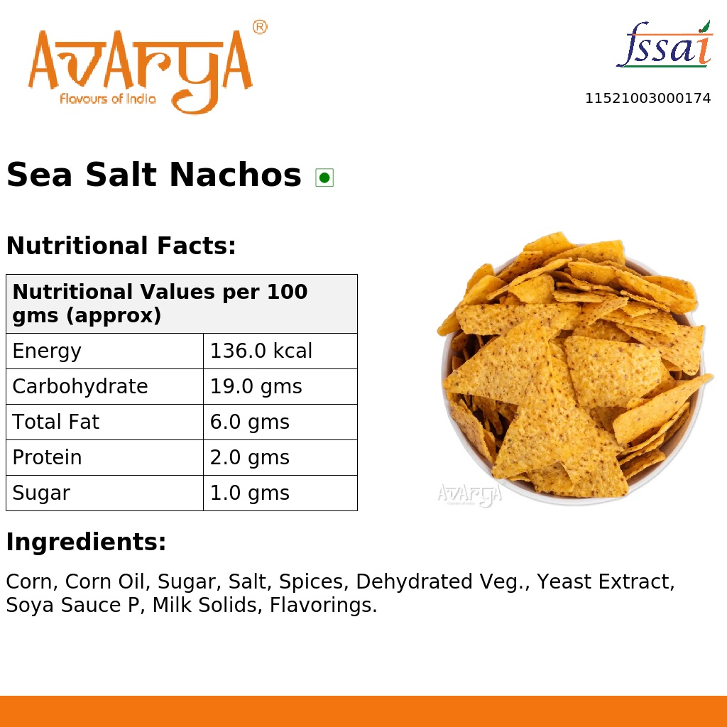 Ingredients And Nutrition Facts Of Sea Salt Nachos