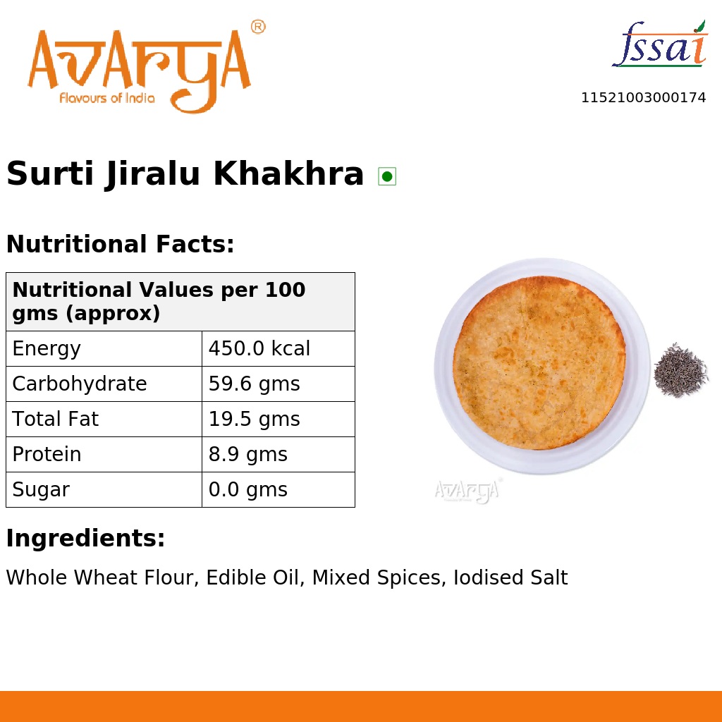 Ingredients And Nutrition Facts Of Surti Jiralu Khakhra
