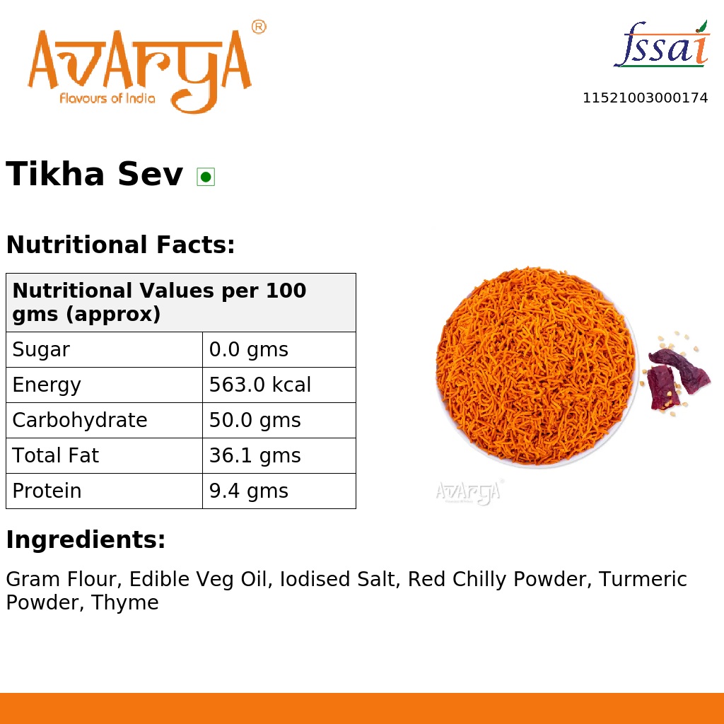 Ingredients And Nutrition Facts Of Tikha Sev